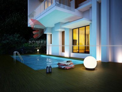 3D Night View Architectural Bungalow